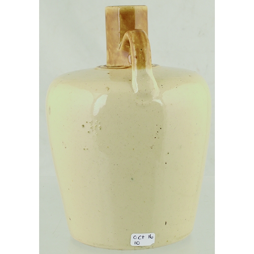 631 - GLENCOE DISTILLERY WHISKY JUG. (WG p 76) 7ins tall. Tan neck & rear handle. Strong black transfer GL... 