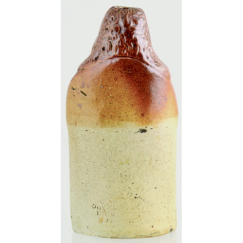 738 - BROUGHAMS REFORM FLASK. (Reform Flasks, AB p 13) 7.25ins tall. T.t, salt glaze flask formed as Lord ... 