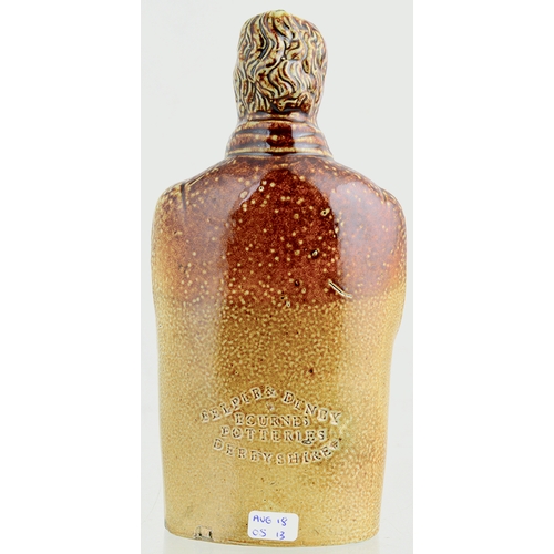 739 - WILLIAM IVTHS REFORM FLASK. (Reform Flasks, AB p 48) 7.5ins tall. Variating tan salt glaze in the fo... 