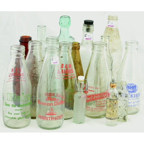 58 - MIXED BOTTLES GRP. Inc. advertising milk bottles, beer, cordial, medicines etc. (10+)