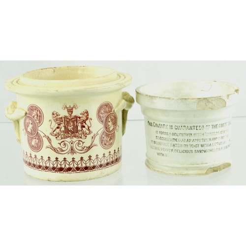 82 - LUXURY FOOD POTS DUO. Tallest 3ins. Larger for PATE DE FOIE GRAS TRUFFLE/ L HENRY/ STRASBOURG (coat ... 