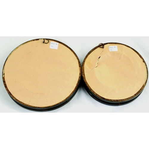 232 - PRATT LID DUO. Largest 7ins diam. Pair of framed Pratt lids Strasbourg & The Snow Drift (2)