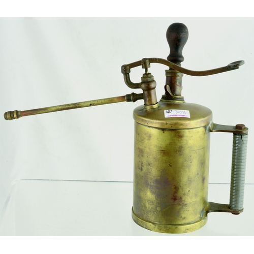 308 - GARDEN INSECT SPRAY. 10ins tall, handled, long nozzle, brass type.