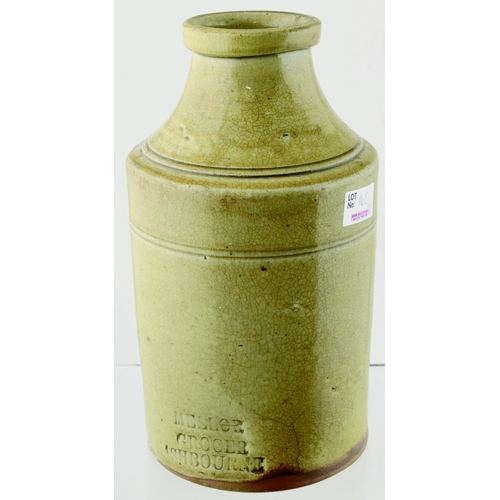 160 - STONEWARE GRP. Tallest 10.5ins. Inc. Ashbourne grey/ green slip glaze wide necked utility jar, Staff... 