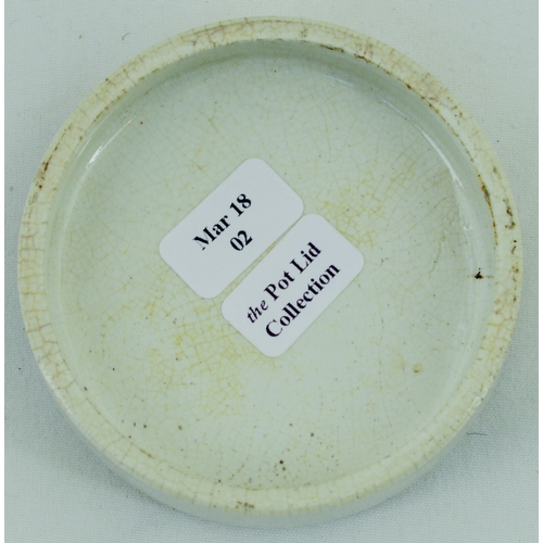 512 - BEARS GREASE POT LID. (APL p 246, 44) 2.5ins diam. Black transfer JAMES ATKINSON’S BEAR GREASE/ 24 O... 