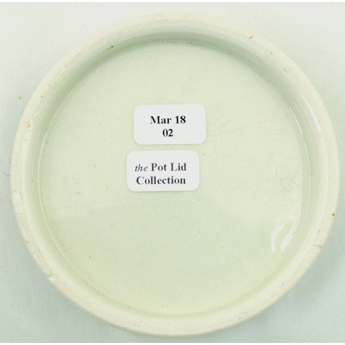 517 - SANDRINGHAM CHERRY TOOTHPASTE POT LID. (APL p 351, 60) 3ins diam. Green transfer SANDRINGHAM/ CHERRY... 