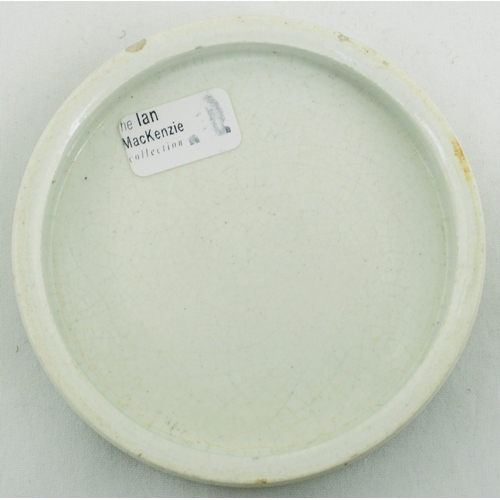 528 - EDINBURGH COLD CREAM POT LID. (APL p 540, 51) 2.75ins diam. Black transfer for INMAN’S STORES LTD/ C... 