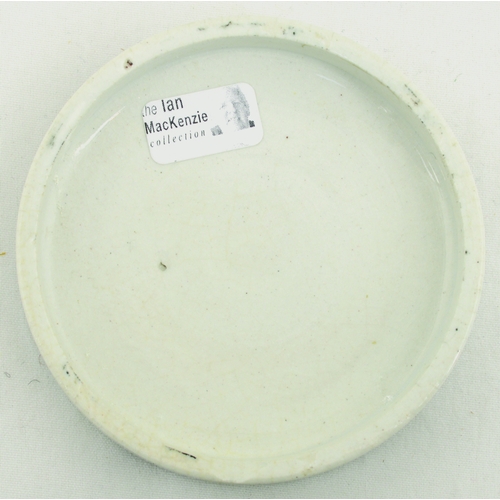 529 - EDINBURGH COLD CREAM POT LID. (APL p 540, 45) 2.75ins diam. Black transfer for WILLIAM INMAN & CO LD... 