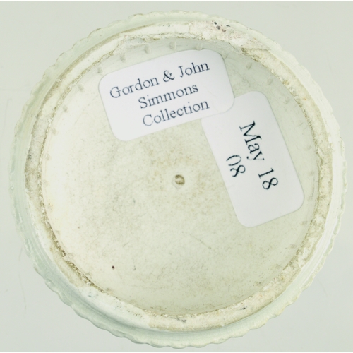 532 - CAMBERWELL GREEN BUTTON POT LID. (APL p 323, 110) 2ins diam. Cerated edge lid, black transfer for WI... 