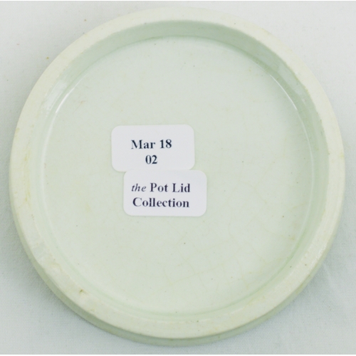 534 - GUILDFORD PERUVIAN BALM POT LID. (APL p 606, 15) 3ins diam. Black transfer for SAVAGE’S CELEBRATED/ ... 