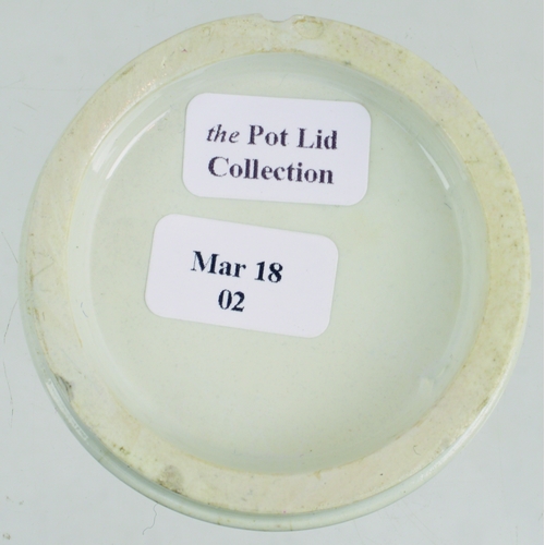 538 - ROCHDALE CHEMISTS POT LID. (APL p 167, 43) 2ins diam. Black transfer E. B. TAYLOR CHEMIST/ ROCHDALE,... 