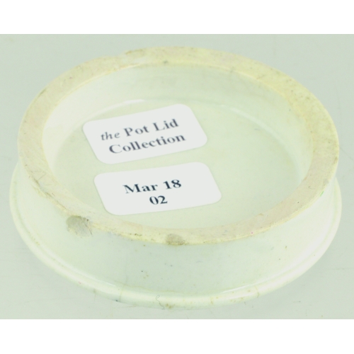 538 - ROCHDALE CHEMISTS POT LID. (APL p 167, 43) 2ins diam. Black transfer E. B. TAYLOR CHEMIST/ ROCHDALE,... 