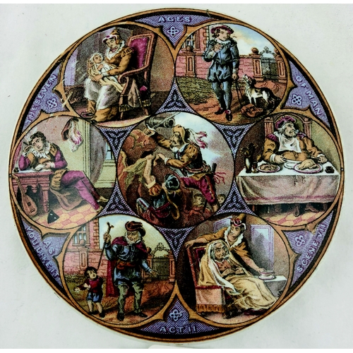 15 - THE SEVEN AGES OF MAN MULTICOLOURED PRATT LID. KM 230. 4ins diam, crisp print, slight rim nibbles, s... 