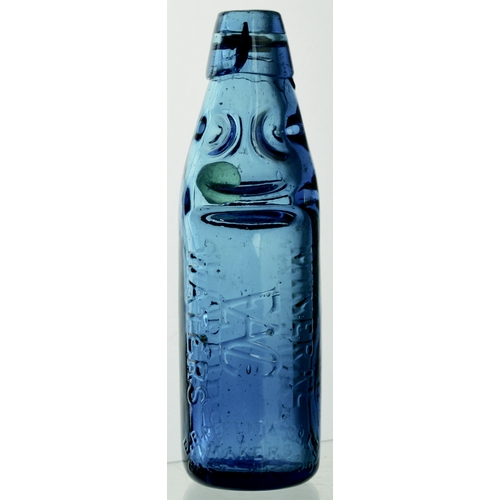 WADSWORTH BLUE CODD BOTTLE. 7ins tall. Cobalt blue, 6oz codd bottle ...