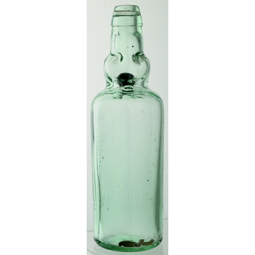 565 - FRENCH GIANT CODD BOTTLE. 10.5ins tall. Aqua glass embossed VITTEAUT GENONVILLE/ CHALON-S-SAONE to f... 