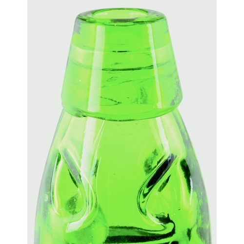 567 - ILKESTON GREEN CODD. 7ins tall. Bright green glass 6oz codd, front embossed THE/ EREWASH VALLEY BREW... 