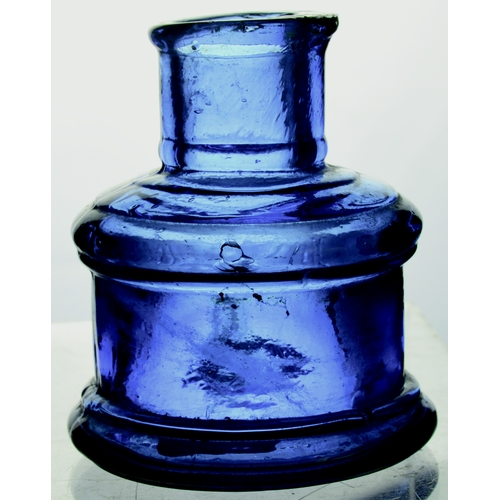 577 - MONCRIEFF INK. 2.75ins tall. Cobalt blue glass, tooled lip, embossed front MONCRIEFF. Burst bubble t... 