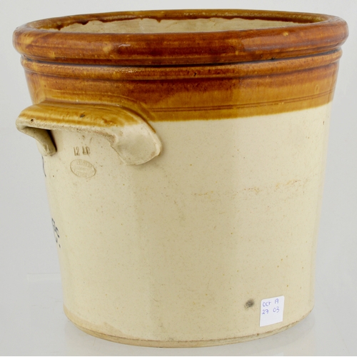 597 - MAYPOLE DAIRY BUTTERCROCK. 8.75ins tall. Tan top, black transfer MAYPOLE BUTTER/ SOLD ONLY BY/ MAYPO... 