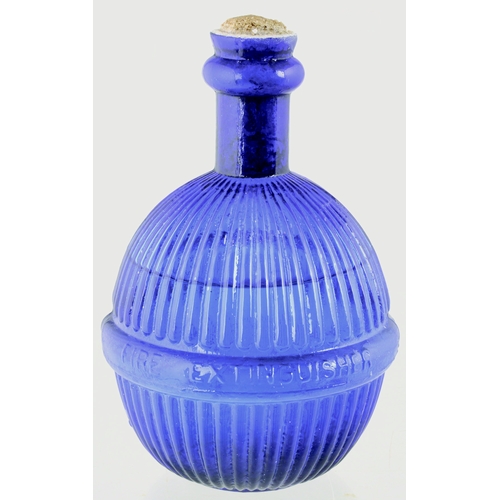 607 - HARDEN STAR GRENADE. 7ins tall to top of stopper. Cobalt blue glass, verticla ribbing detail & star ... 