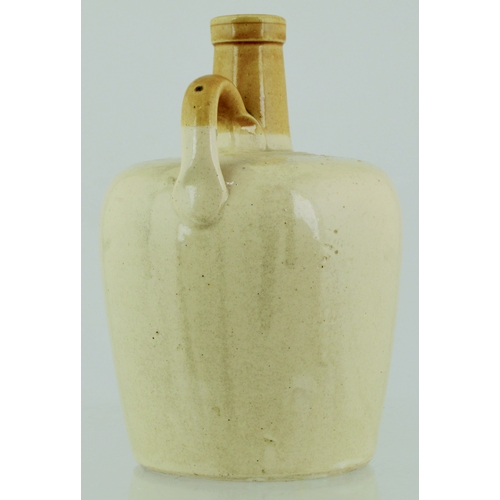 624 - JAMES BUCHANAN WHISKY JUG. (WG p 34) 7.75ins tall. Tan neck handle to rear, brown/ sepia detailed tr... 