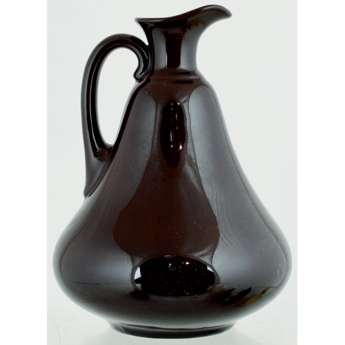 640 - BEN JONSON KINGSWARE FLASK. (JL p 20) 7.25ins tall. Pear shape flask, side handle, image of Ben Jons... 