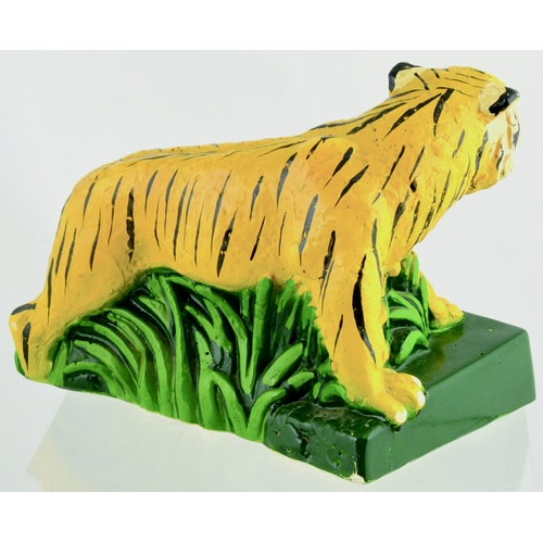 655 - BENGAL GIN BACK BAR FIGURE. 7ins tall. Ceramic tiger figure on plinth for BENGAL GIN/ IMPORTED (AND ... 