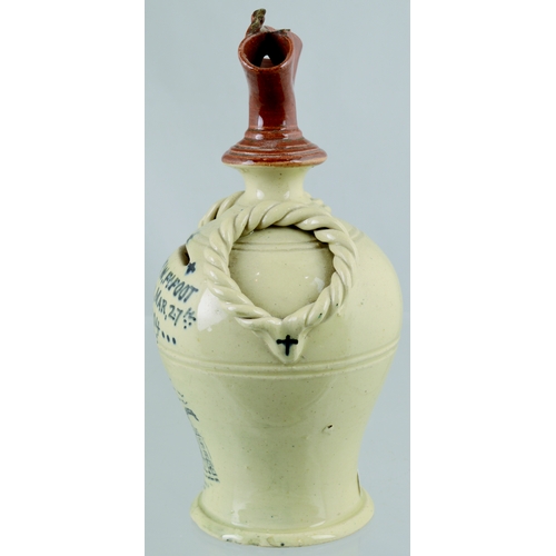 715 - BRISTOL MONEY BOX. 8ins tall, Bristol cream glazed bell shape, small foot rim. Red brown top with 2 ... 