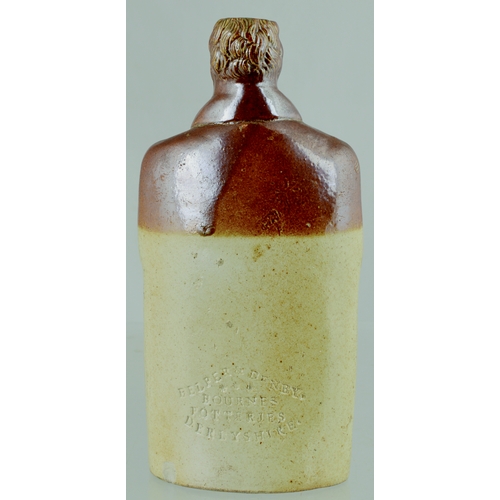 723 - LORD JOHN RUSSELL REFORM FLASK. (Reform Flasks, AB p 38) 7.25ins tall. T.t, salt glaze flask formed ... 