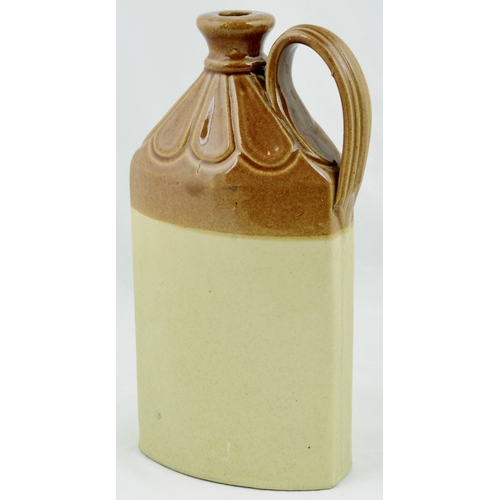 711 - LONDON FLAT SIDED FLASK. 11ins tall. T.t, side handle, scalloped detail around neck area, impressed ... 