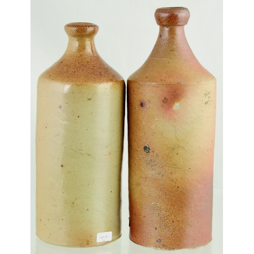 703 - STOUT/ PORTER BOTTLES DUO. Tallest 9.5ins. Very early salt glaze, two variations, both with ‘EX’ imp... 