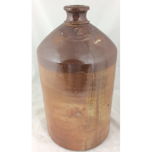 198 - BOOTH & CO FLAGON. 16ins tall, straight sided  2 gallon, salt glaze. Impressed BOOTH & CO/ COW CROSS... 