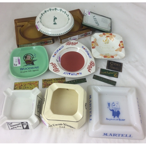 302 - ADVERTISING ASHTRAYS GROUP. Various shapes, sizes, advertising inc. Wm Younger, Bass, Martini etc. p... 