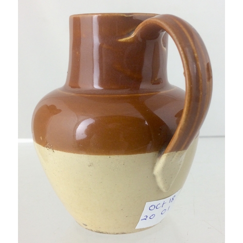 284 - CREAM JUG. 3.25ins tall. T.t, rear handle, front black transfer G. A. BEER/ THE/ CREAMERY within shi... 