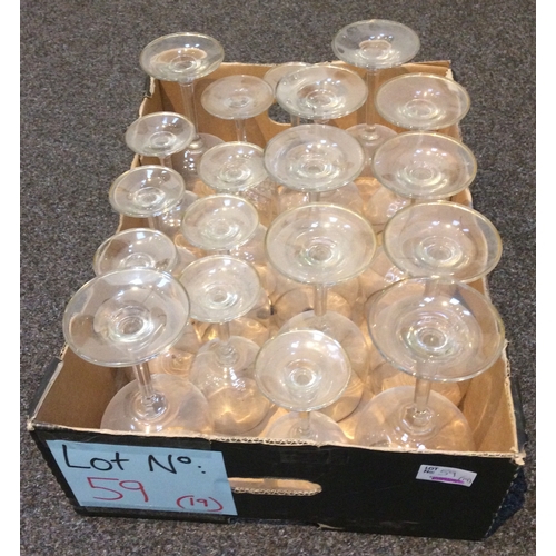 59 - GRP WINE GLASSES. Tallest 7ins, all plain. (19)