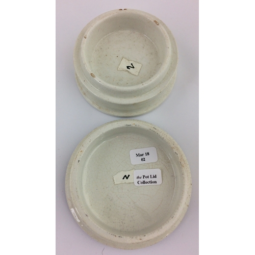 399 - F.S. CLEAVERS POT LID & BASE. 3ins diam, blue background, black transfer UNRIVALLED CHERRY TOOTH PAS... 