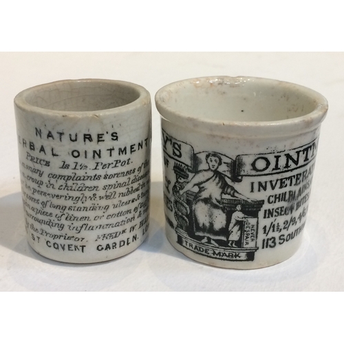 399A - OINTMENT POT DUO. 1.6 ins tall. Pair cylindrical pots - stright sided Natures/ Herbal Ointment, 11 l... 