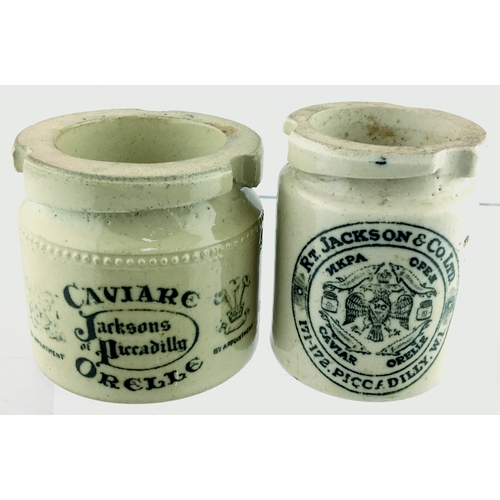 21 - CAVIAR DUO. Tallest 3.5ins, black transfer, RT Jackson & Co Ltd/ Piccadilly. W. 1. (2)