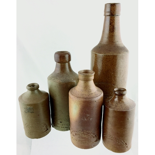 29 - EARLY BOURNE DENBY GROUP. Tallest 8ins. Varying brown salt glaze hues, different forms inc: g.b, pha... 