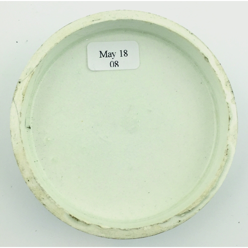 41 - LONDON COLD CREAM POT LID. 3ins diam. White glaze, black transfer for ROWLAND’S/ OTTO OF ROSE/ COLD ... 