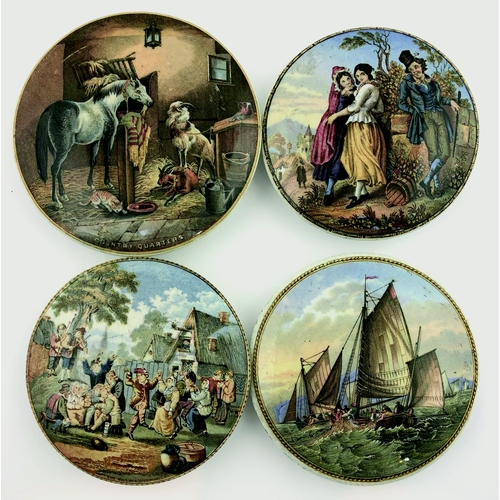 50 - PRATT POT LID GROUP. Largest 4.75ins diam. Multicoloured images inc. Country Quarters (KM 273), mino... 