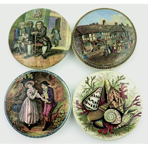 51 - PRATT POT LID GROUP. 4ins diam. Multicoloured images inc. Shakespeare’s House Henley St Stratford on... 