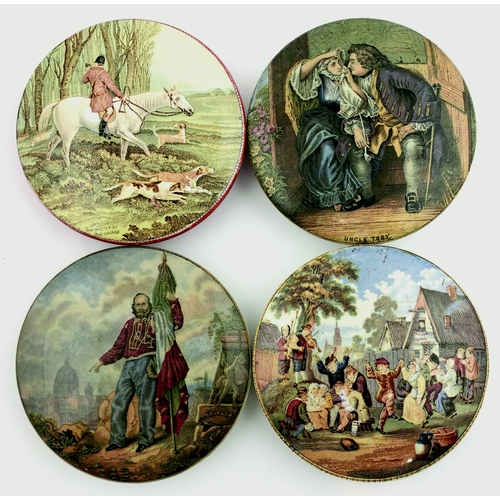 52 - PRATT POT LID GROUP. 4ins diam. Multicoloured images inc. The Master of the Hounds (KM295), red pain... 