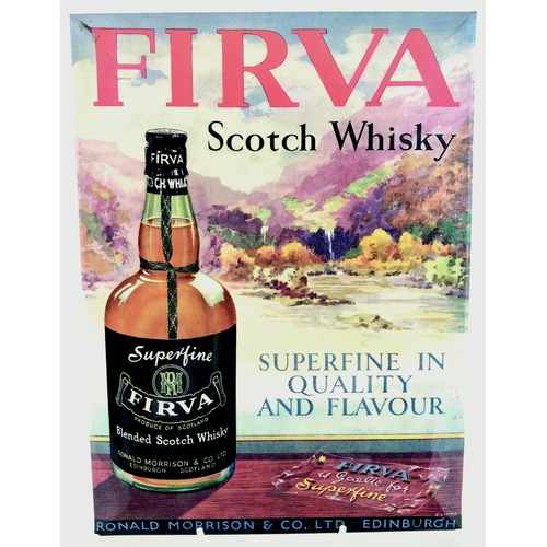 61 - FIRVA SCOTCH  WHISKY ADVERT. 11 by 8ins. Multicoloured tin on card for FIRVA/ SCOTCH WHISKY. Pict. i... 