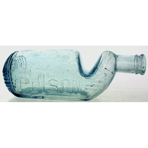 67 - MARTIN POISON BOTTLE. 7ins long. Ice blue glass, 8oz size, embossed THE MARTIN/ POISON BOTTLE one si... 