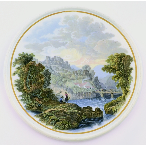 501 - TWO ANGLERS COASTER. (KM 610) 6.25ins diam. Multicoloured coaster showing 2 anglers fishing by Crow ... 