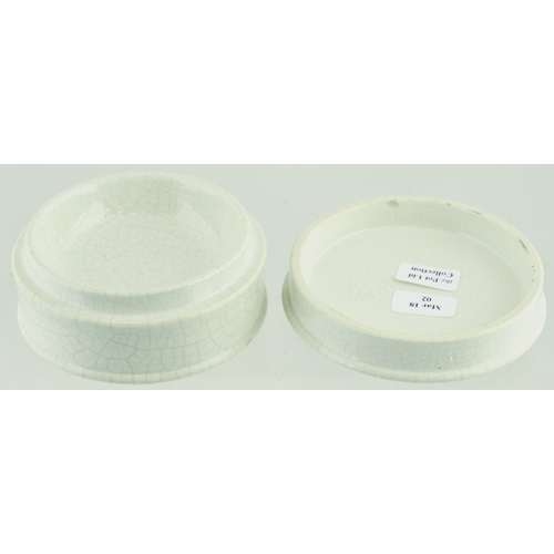 520 - HEREFORDSHIRE ARECA NUT TOOTH PASTE POT LID & BASE. (APL p 187, 8) 3ins diam. Pict. black transfer o... 