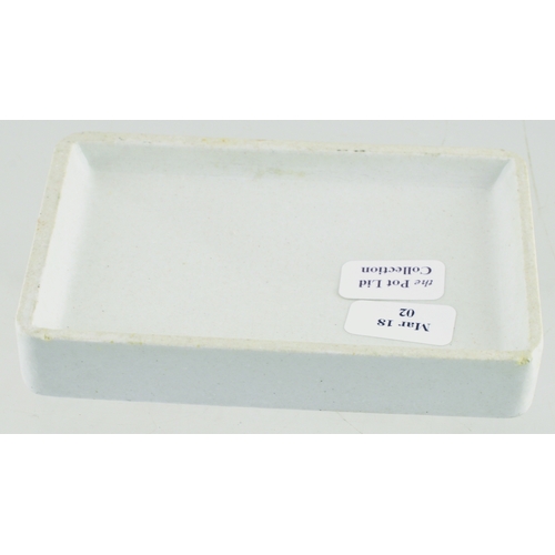 533 - LONDON TOOTH SOAP POT LID. (APL p 409, 12) 3.25 by 2ins. Rectangular shape lid, crisp black transfer... 