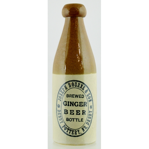 536 - DENBY SAMPLE GINGER BEER BOTTLE. 8.25ins tall. T.t, ch, black transfer JOSEPH BOURNE & SON/ DENBY PO... 