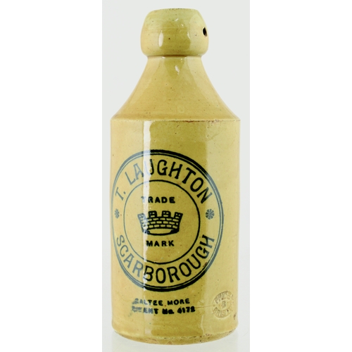 544 - SCARBOROUGH GALTEE MORE PATENT GINGER BEER. 7ins tall. All tan, st, strong black transfer T. LAUGHTO... 