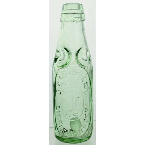 552 - LITTLEBOROUGH CODDS PREMIER PATENT CODD BOTTLE. 7.25ins tall. Aqua glass, 6oz Premier Patent codd, 4... 